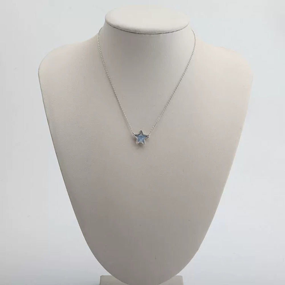 Kendra Scott Platinum Light Blue Cat Eye Star Choker